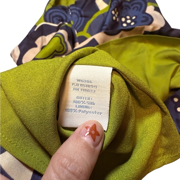Boden Silk Mini Skirt Blue Cream Lime Floral Print Women’s Size 4R - Picture 4 of 8